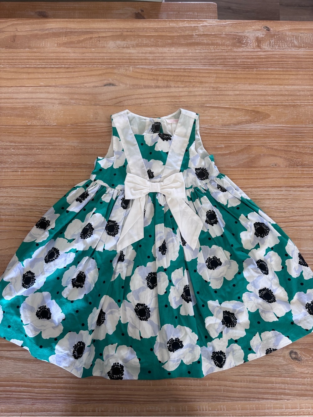 Janie and Jack Teal Floral Dress with White Bow